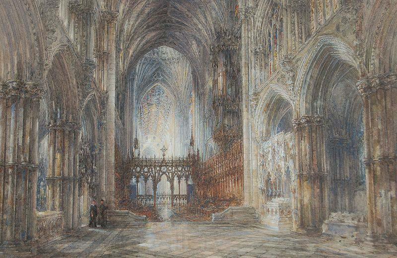Wyke Bayliss Ely Cathedral pen and watercolour France oil painting art